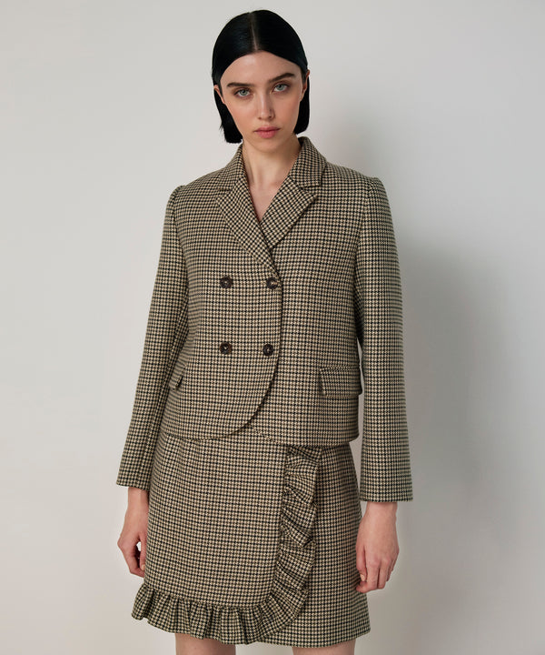 Machka Wool Blazer With Houndstooth Pattern Green