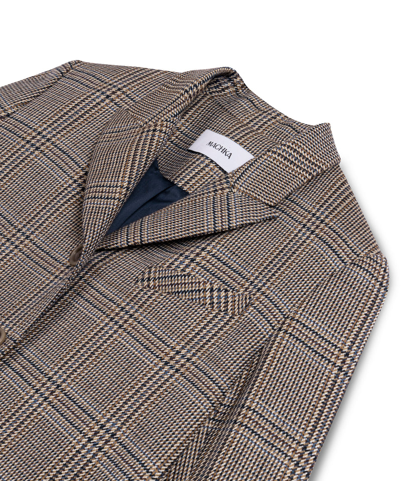 Machka Houndstooth Pattern Wool Blazer Navy