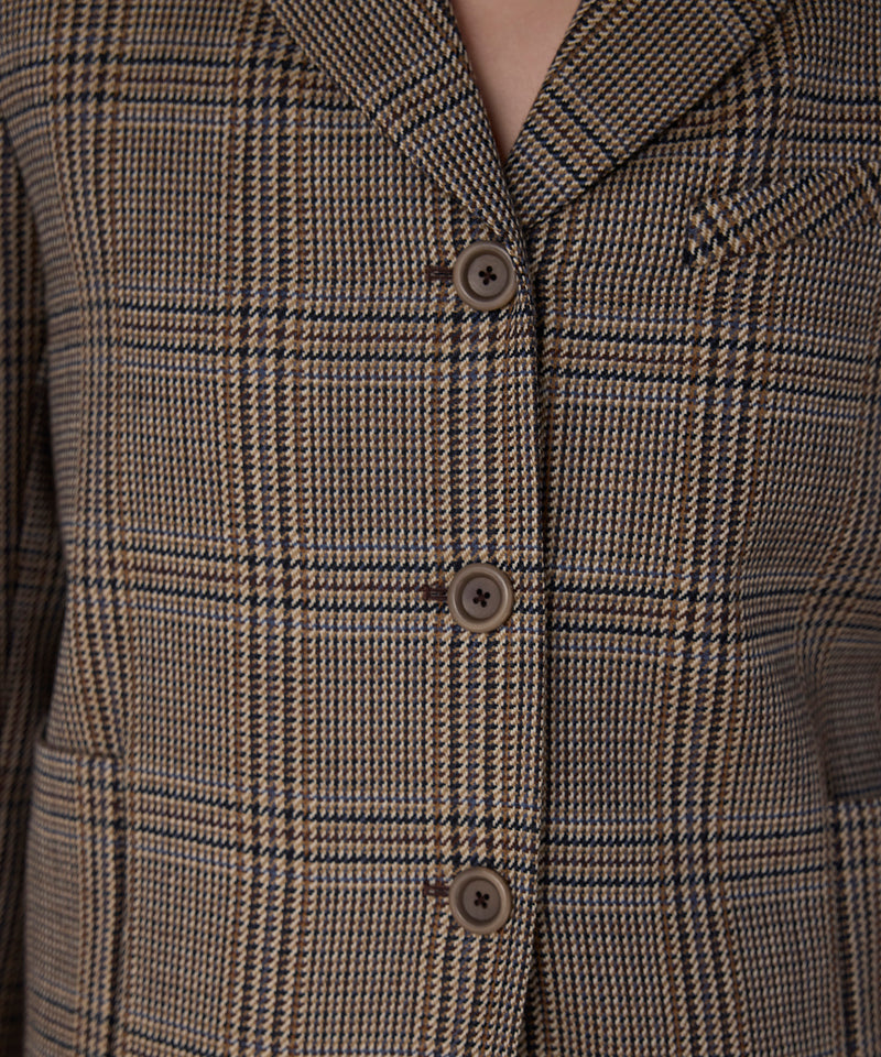 Machka Houndstooth Pattern Wool Blazer Navy