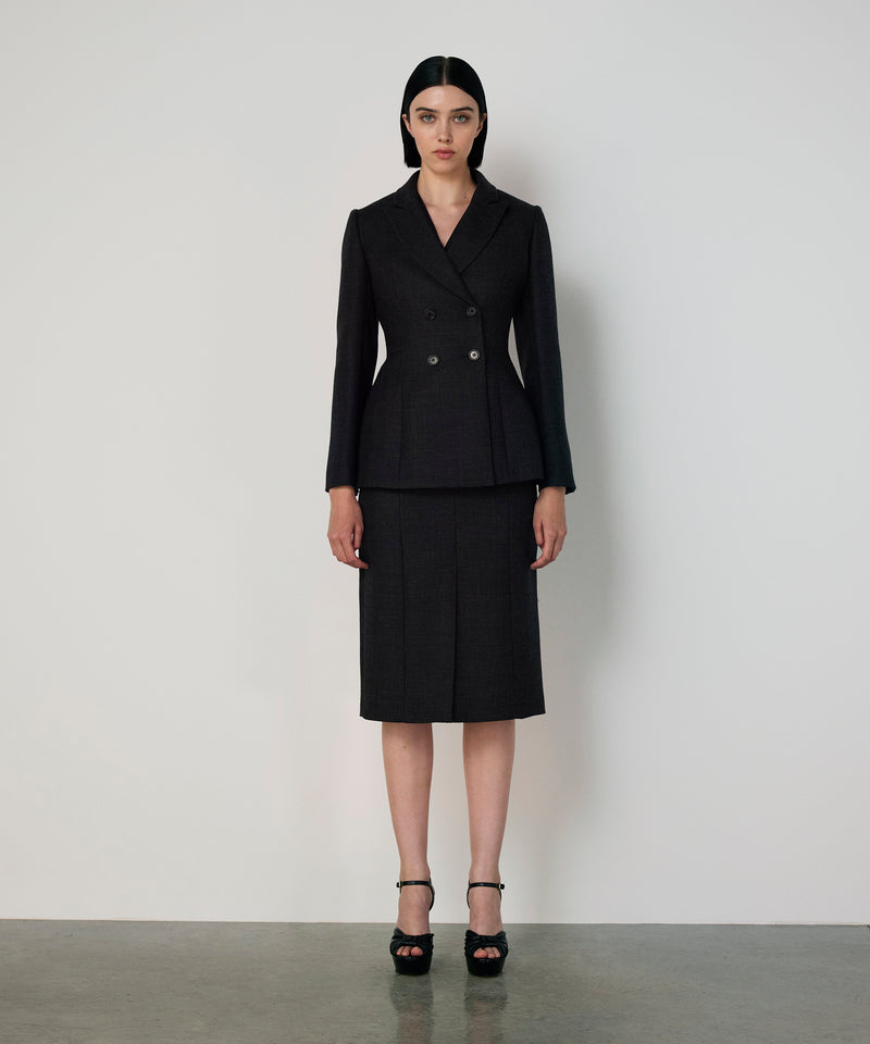 Machka Double-Breasted Wool Blazer Anthracite