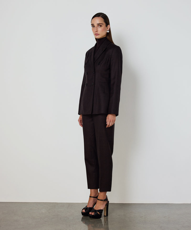 Machka Double-Breasted Blazer With Button Accessories Dark Brown