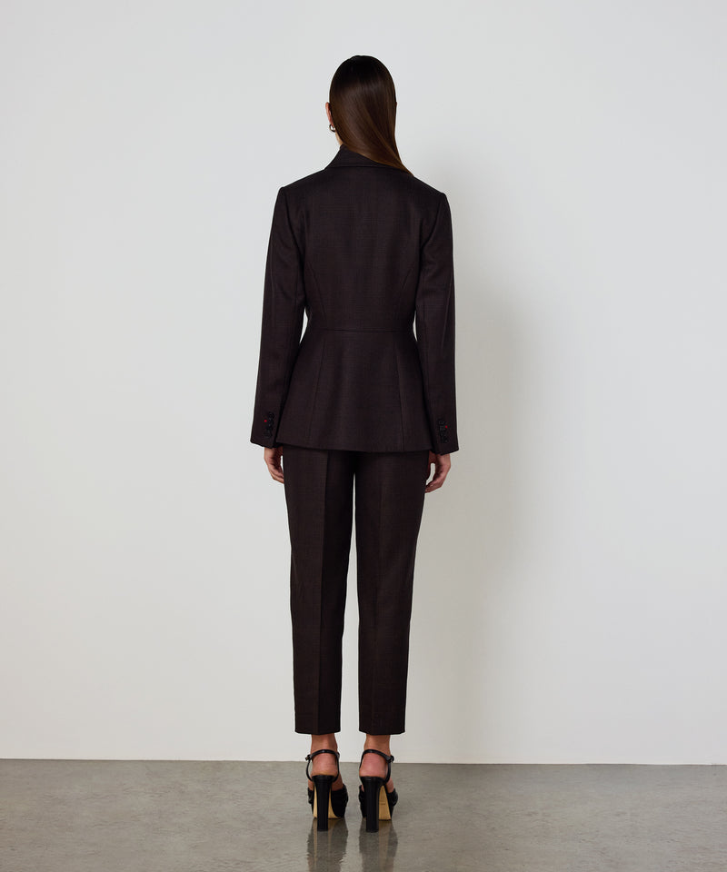 Machka Double-Breasted Blazer With Button Accessories Dark Brown