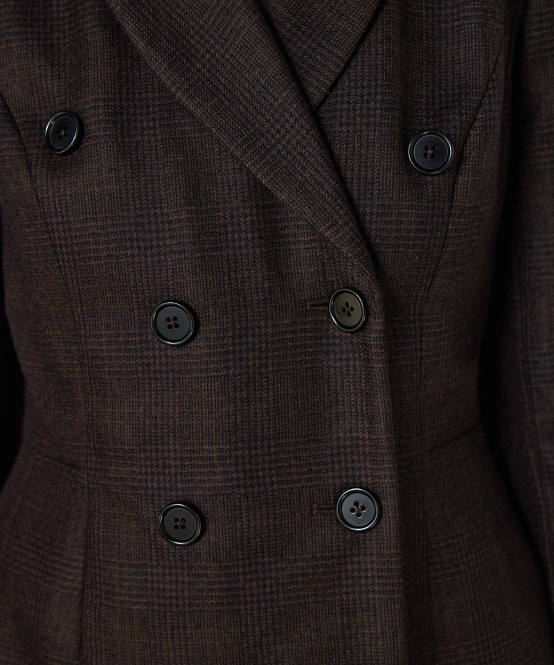 Machka Double-Breasted Blazer With Button Accessories Dark Brown