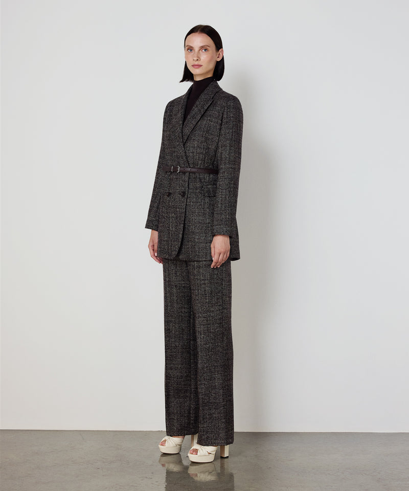 Machka Belted Wool Blazer Dark Brown