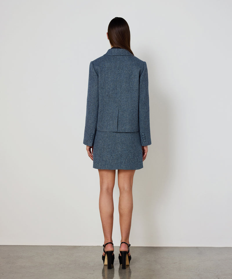 Machka Wool Blazer With Mixed Pockets Blue