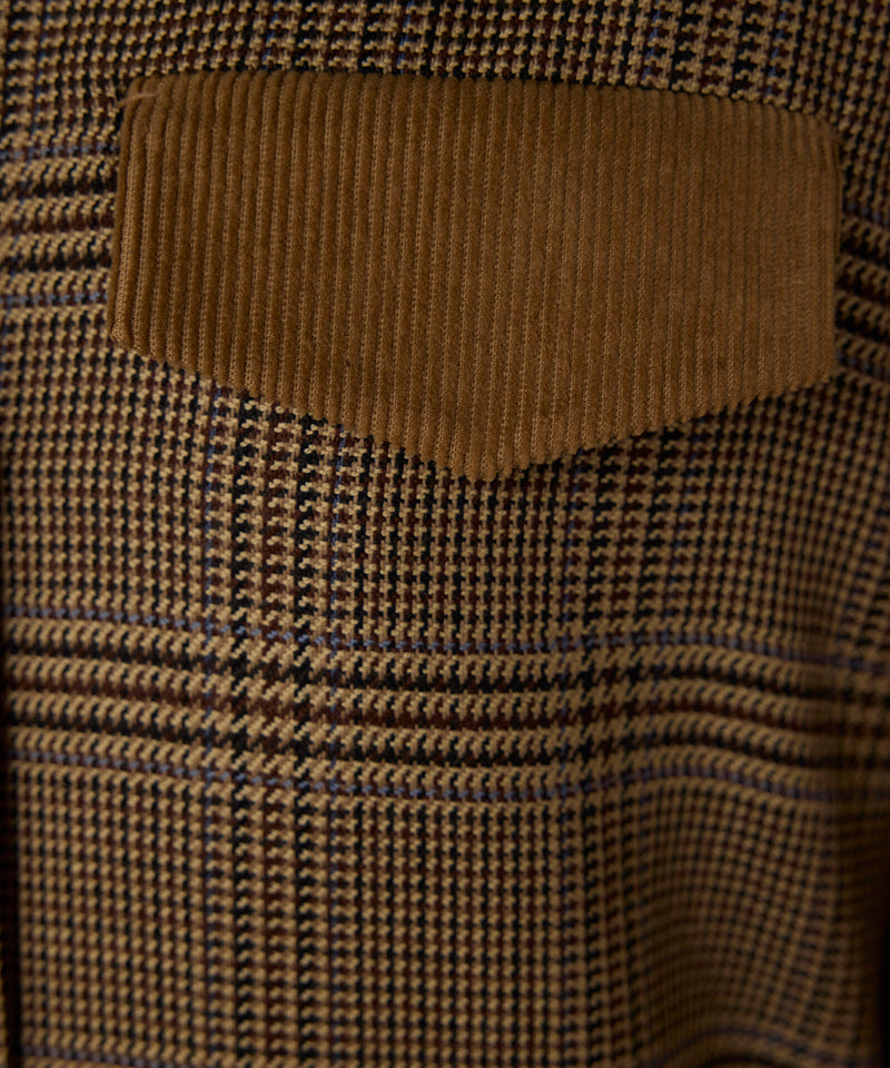 Machka Plaid Pattern Blazer With Contrast Collar Dark Beige
