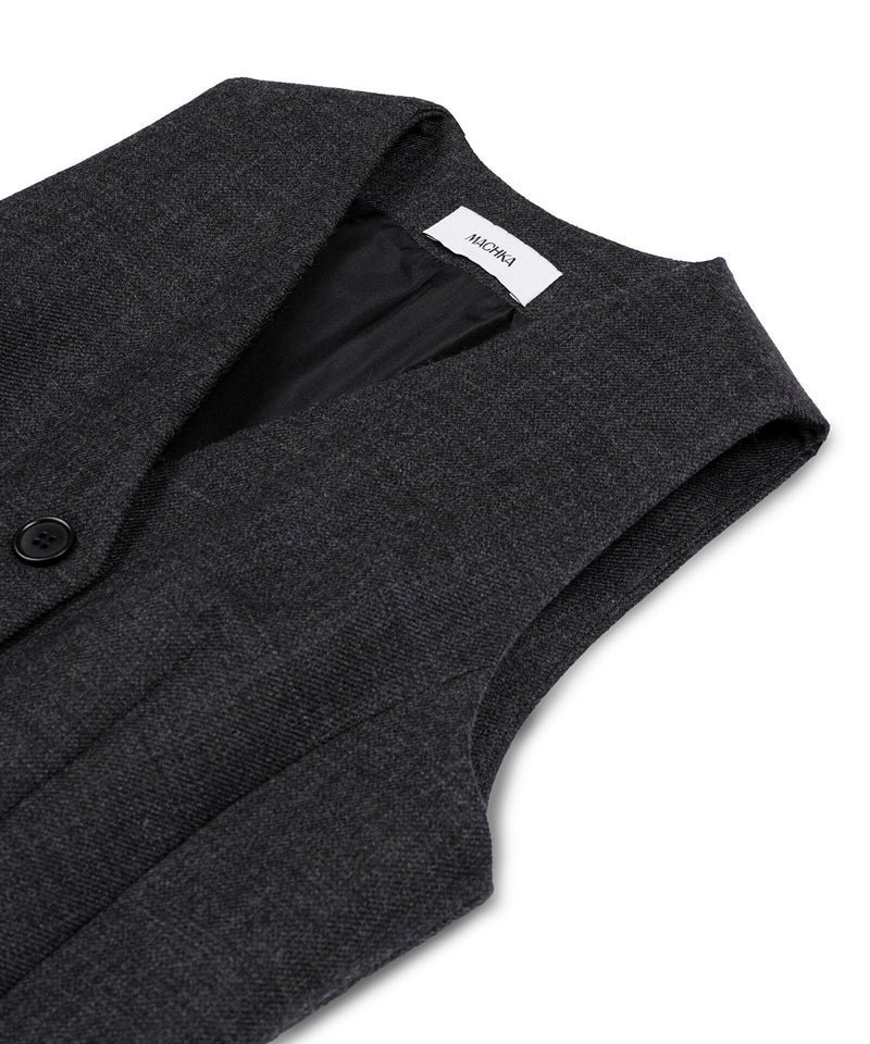 Machka Slim Fit Wool Vest Anthracite