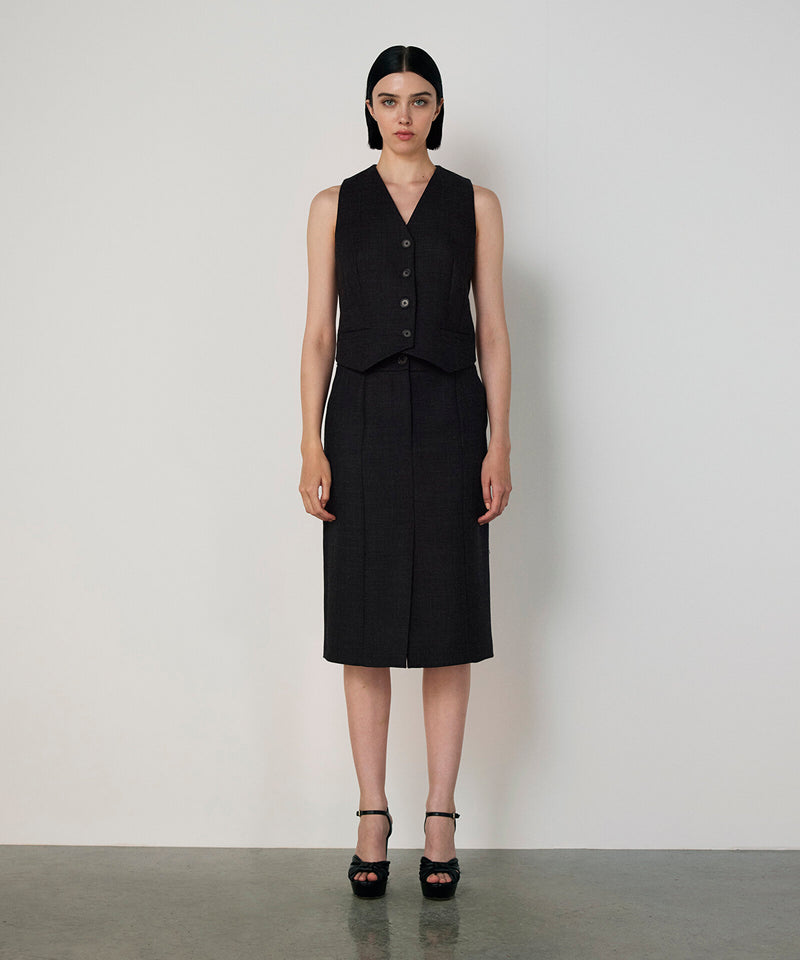 Machka Slim Fit Wool Vest Anthracite