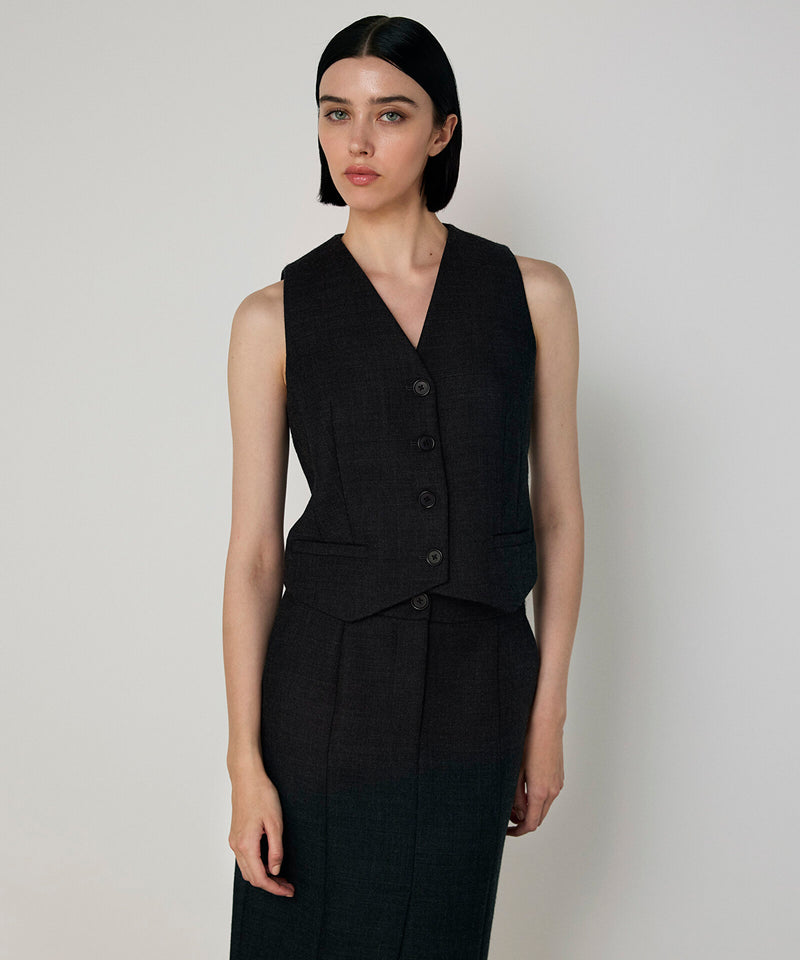 Machka Slim Fit Wool Vest Anthracite