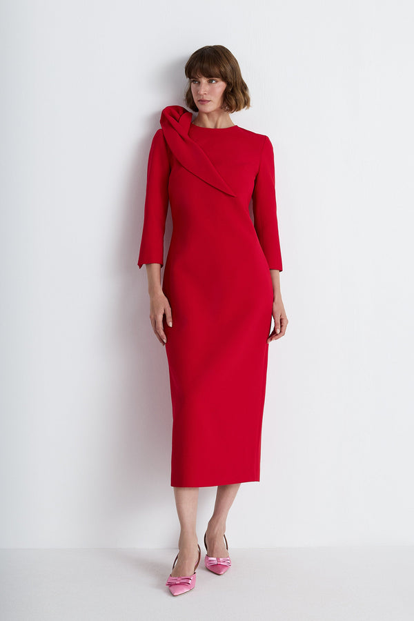 Nean Calla Flower Draped Detailed Dress Red