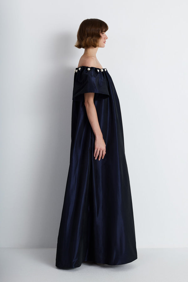 Nean Pearl-Embellished Maxi Dress Navy