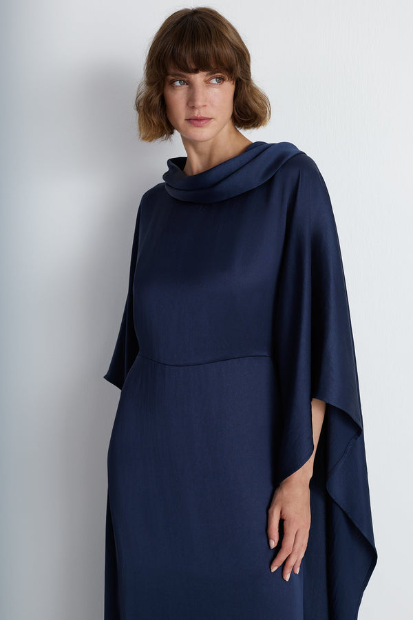 Nean Draped Kaftan Gown Navy