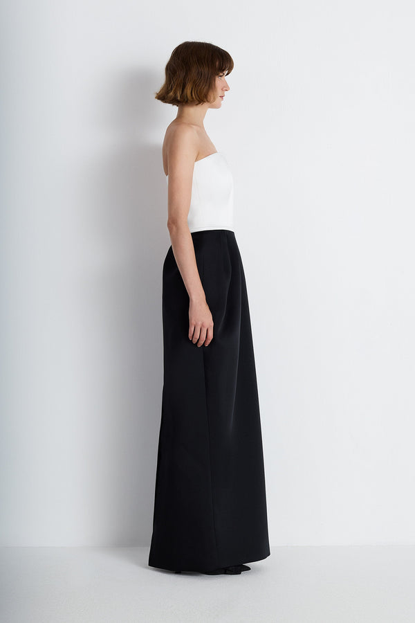 Nean Strapless Color-Block Gown Black-White