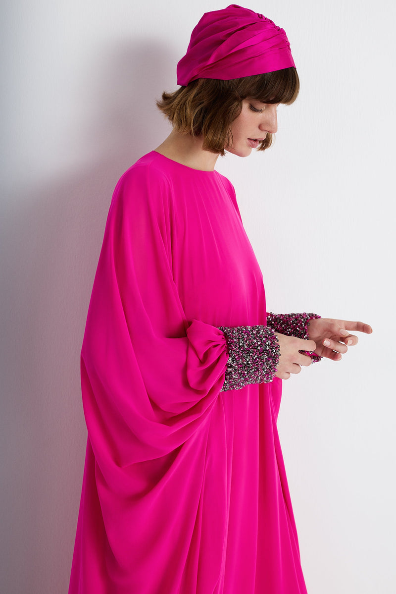 Nean Embellished Cuff Kaftan Gown Fuchsia