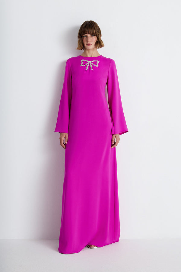 Nean Bow-Embellished Maxi Dress Fuchsia