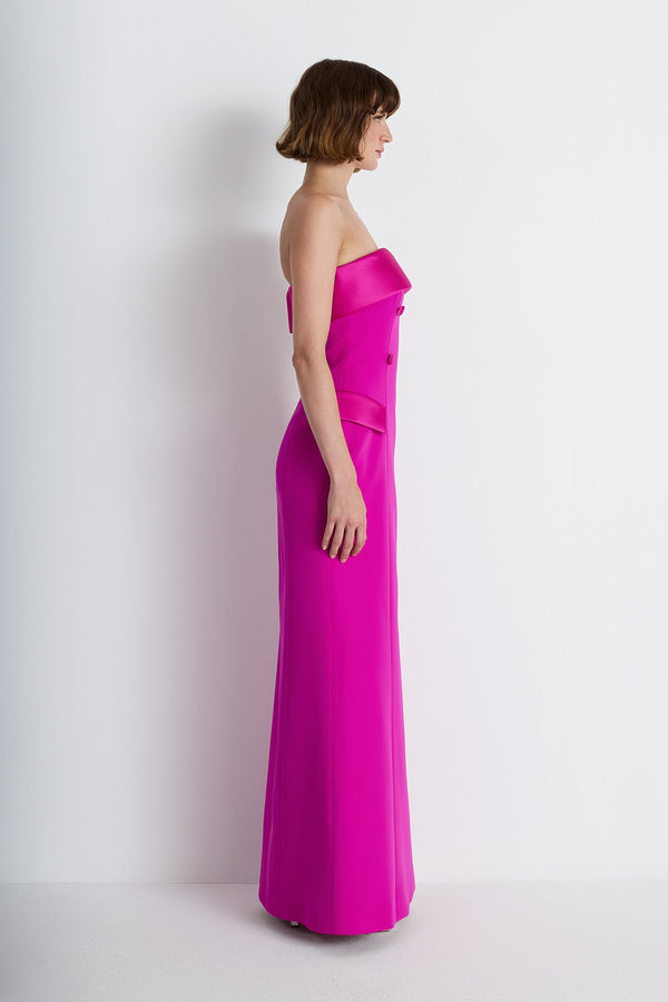 Nean Strapless Double-Breasted Gown Fuchsia