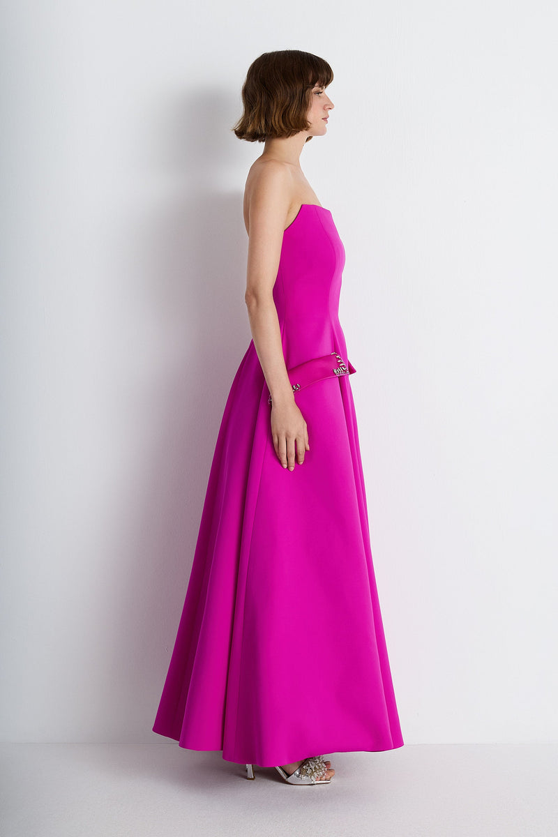 Nean Strapless Pocket Detail Gown Fuchsia