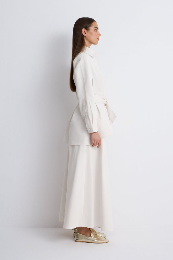 Nean High-Waist A-Line Maxi Skirt
 Ecru