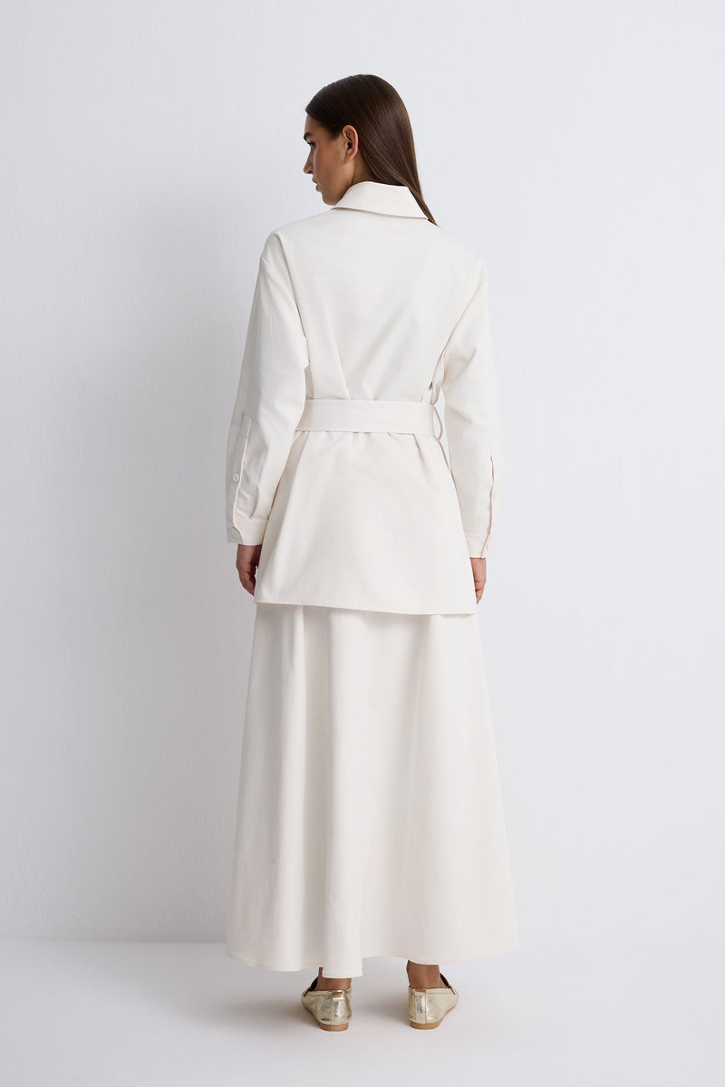 Nean High-Waist A-Line Maxi Skirt
 Ecru