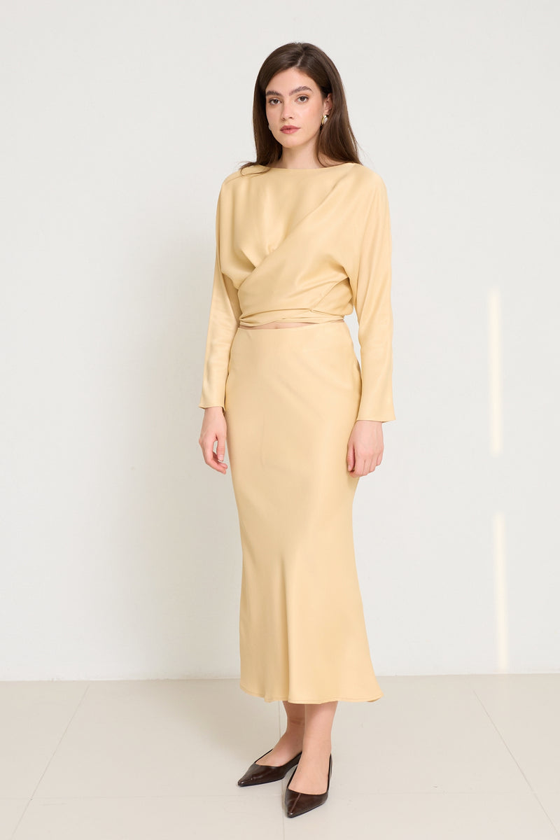 Setre Full-Cut Midi Length Skirt Amber