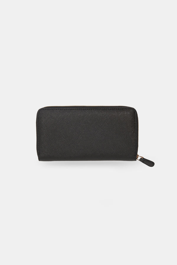 Setre Patterned Zippered Clutch Wallet Black