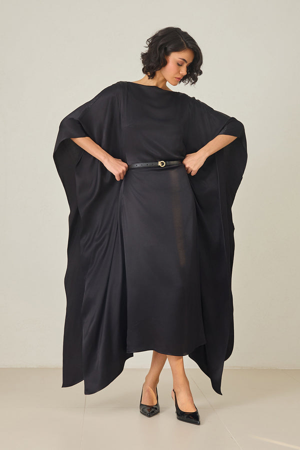 Setre Collar And Sleeve Detailed Belted Dress Black