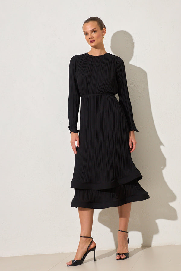 Setre Pleated Relaxed Cut Dress Black