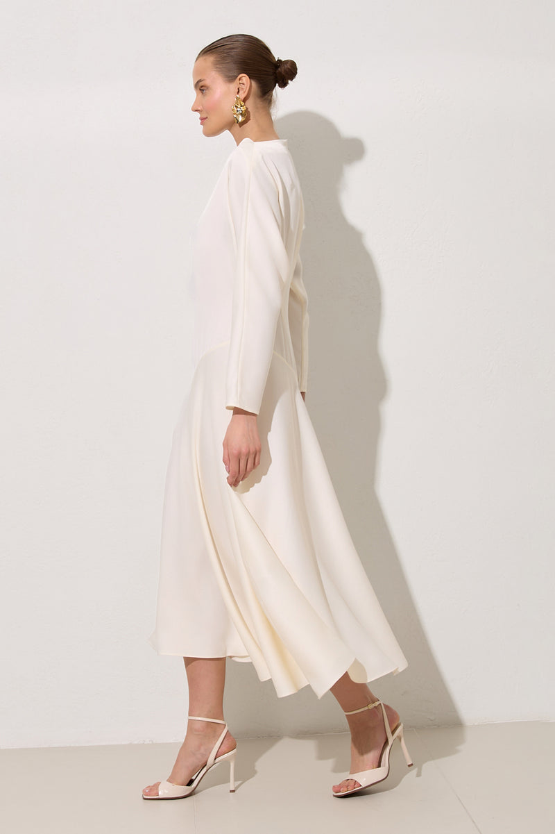 Setre Long Sleeve Solid Dress Cream