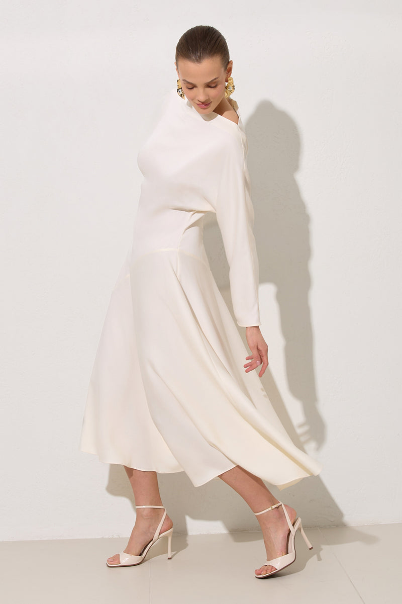 Setre Long Sleeve Solid Dress Cream