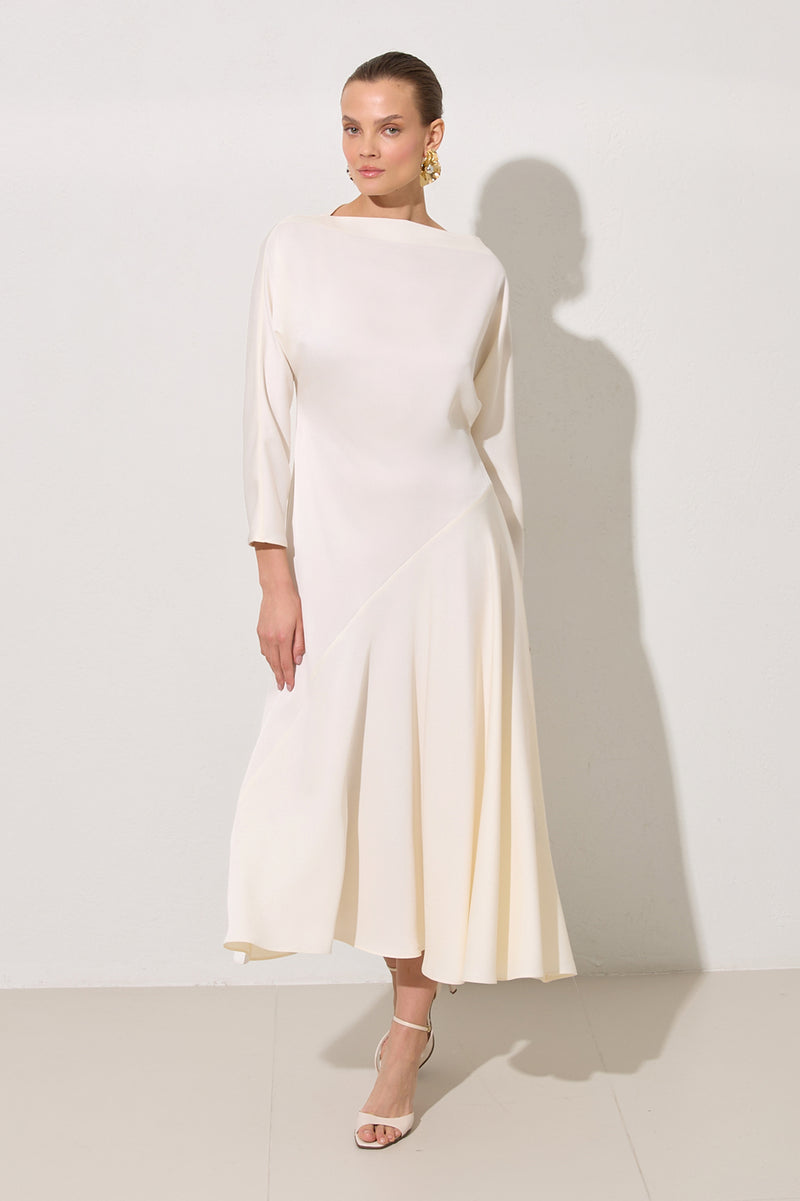 Setre Long Sleeve Solid Dress Cream