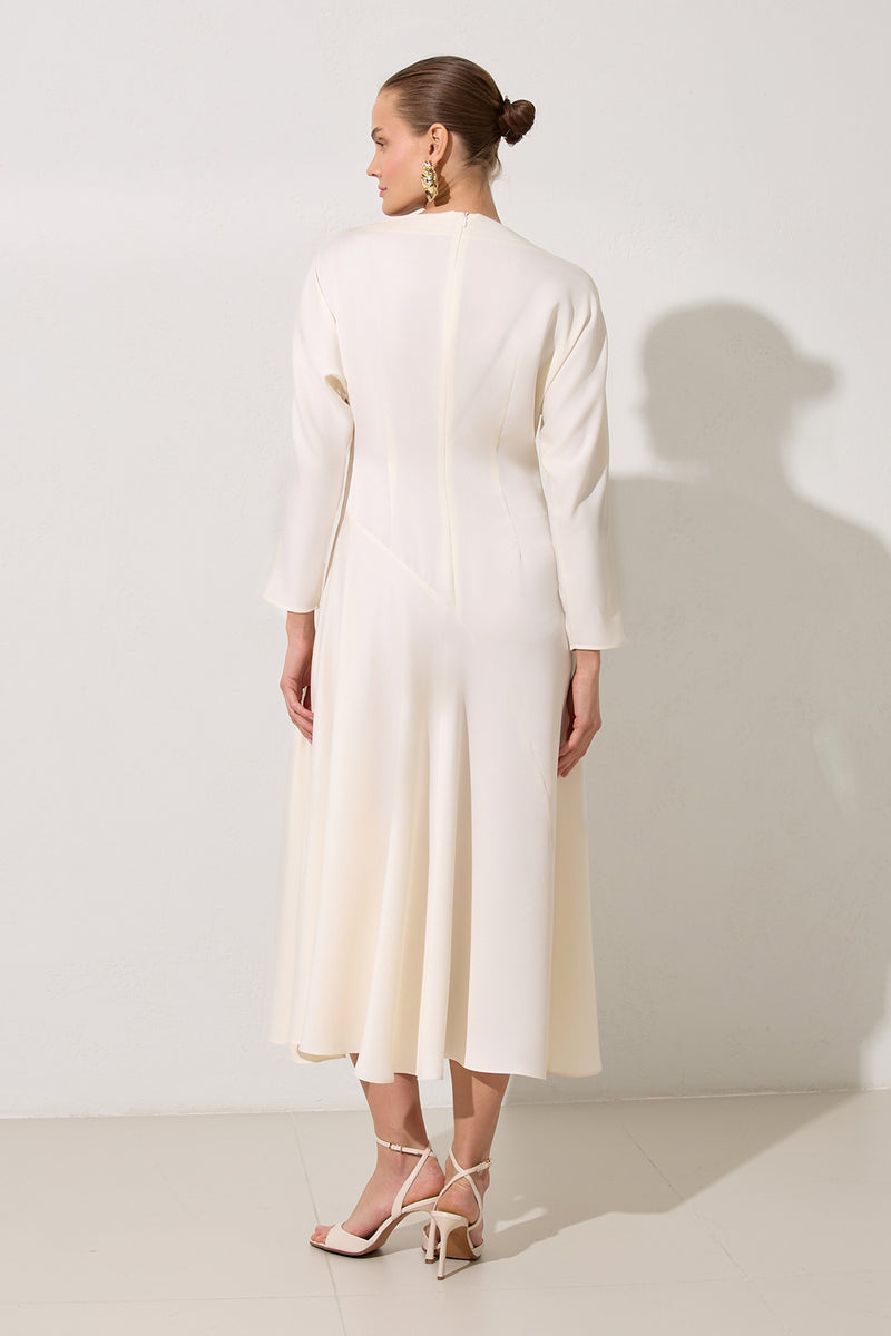 Setre Long Sleeve Solid Dress Cream