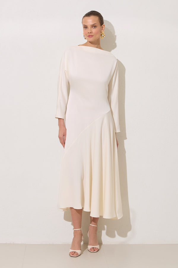 Setre Long Sleeve Solid Dress Cream