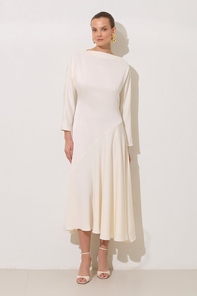 Setre Long Sleeve Solid Dress Cream