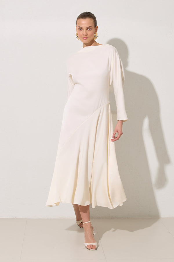 Setre Long Sleeve Solid Dress Cream
