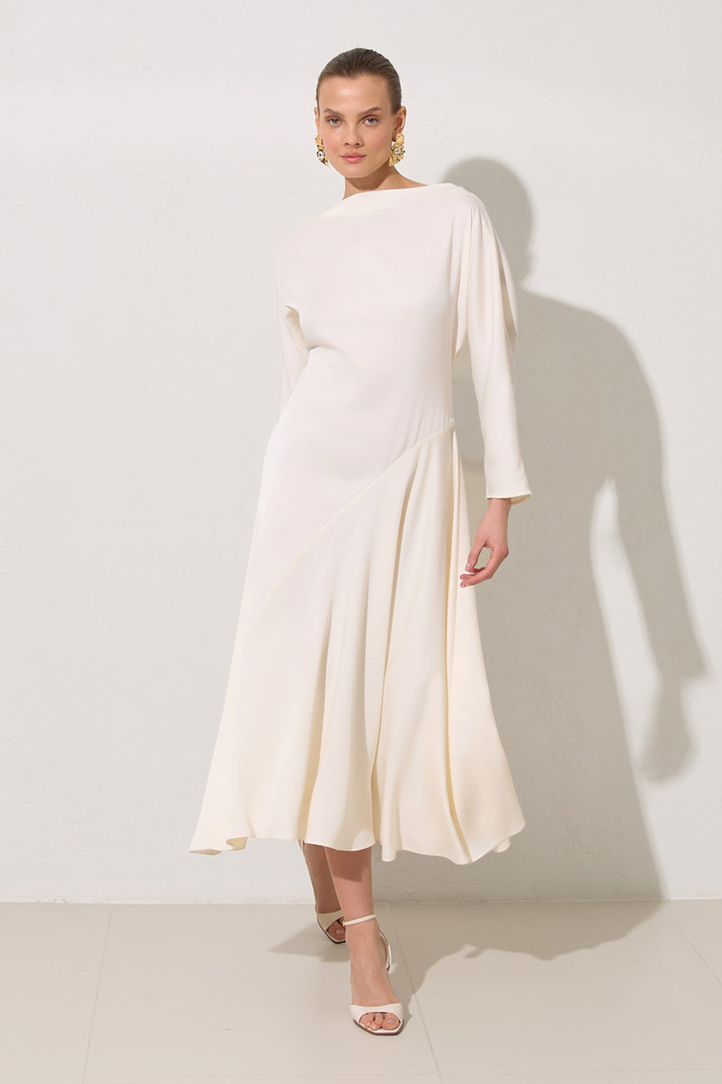 Setre Long Sleeve Solid Dress Cream