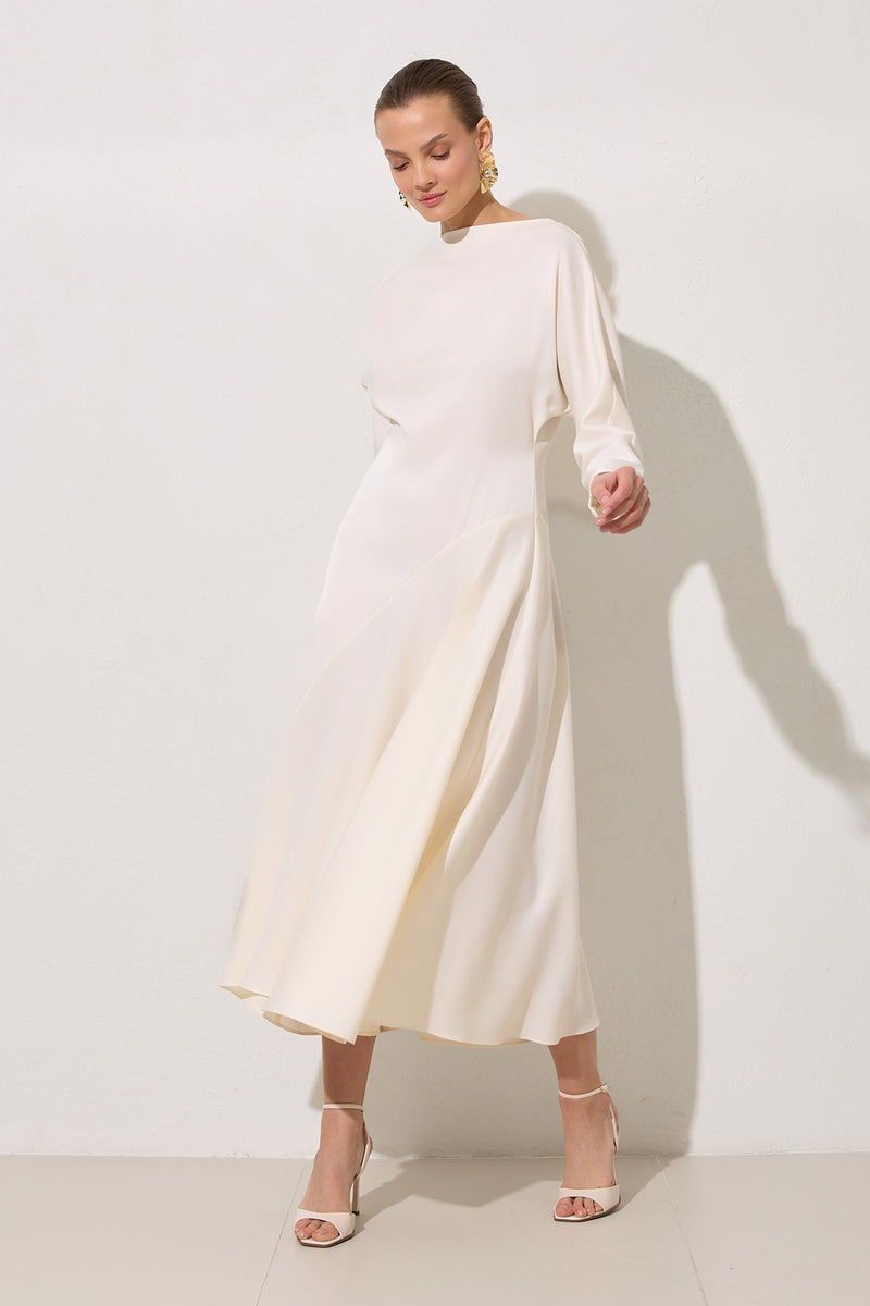 Setre Long Sleeve Solid Dress Cream
