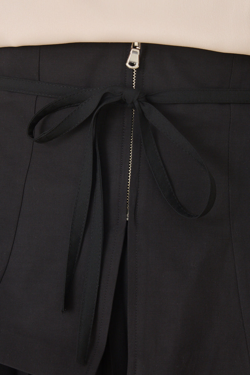 Setre Pleated With Zippered Tie Detailed Long Skirt Black