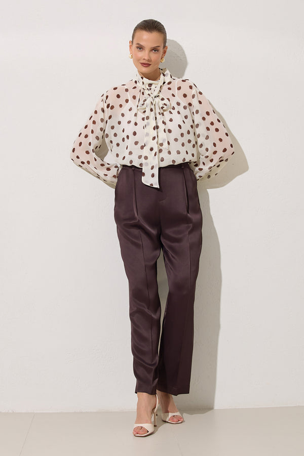 Setre Pleat Detailed Trousers Chocolate Brown