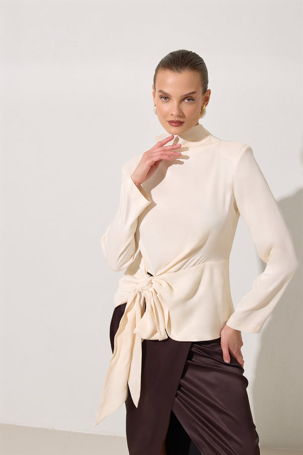 Setre Waist Tie Detailed Blouse Cream
