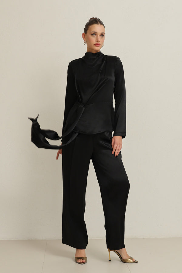 Setre Waist Tie Detailed Blouse Black