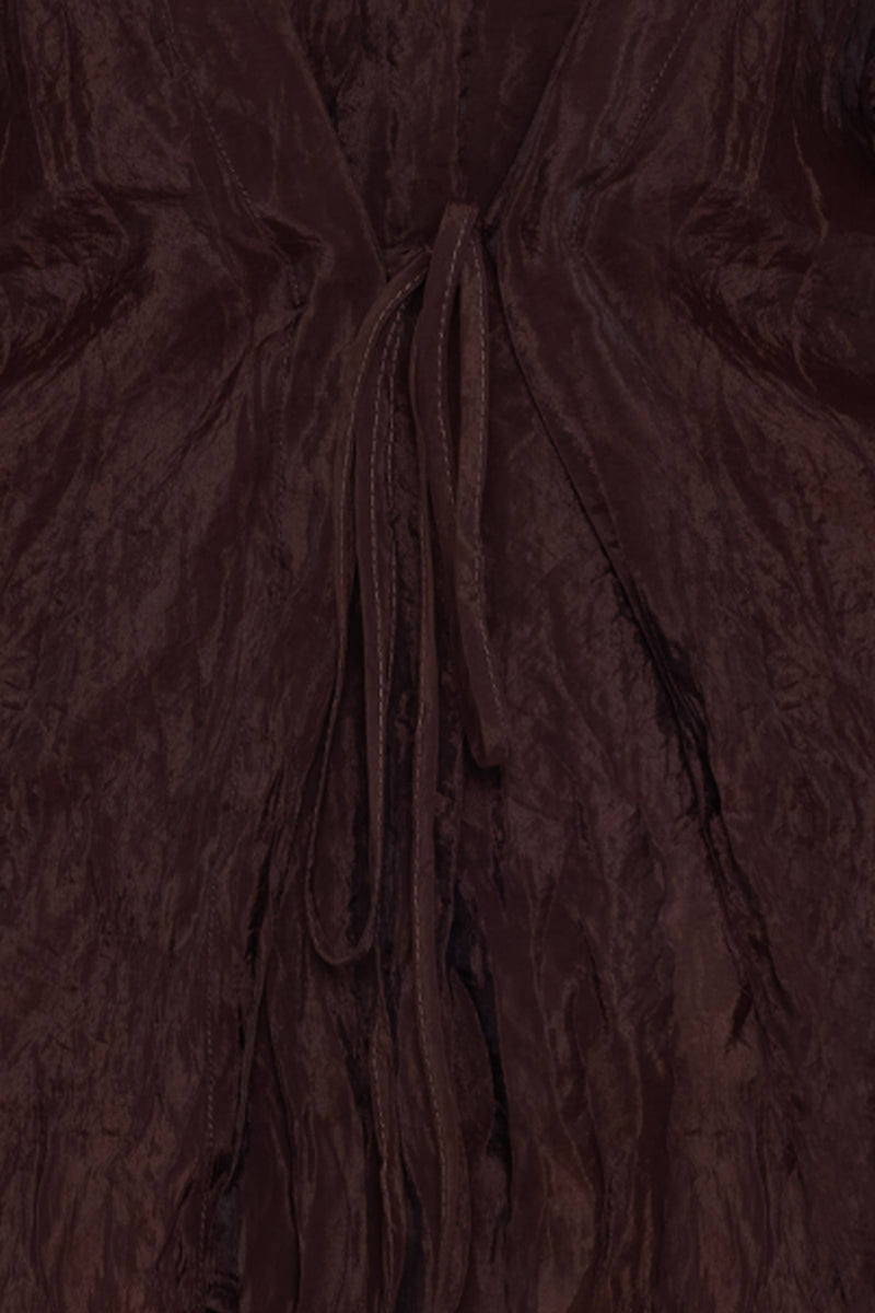 Setre V-Neck Tie Detail Blouse Brown