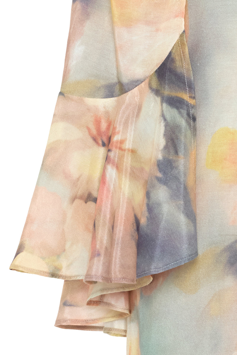 Setre Ruffle Detailed Patterned Cape Dress Mint