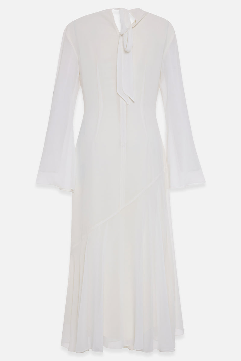 Setre Transparent Sleeve Solid Dress Cream