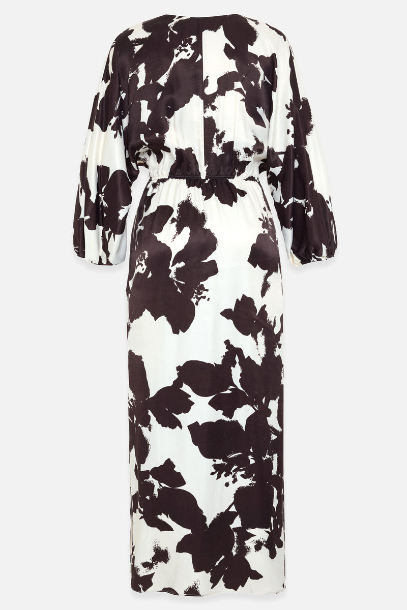 Setre Collar Detailed Relaxed Cut Patterned Dress Ecru-Brown