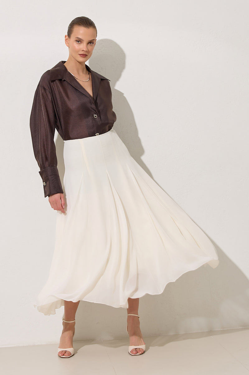 Setre Relaxed Cut Midi Length Skirt Ecru