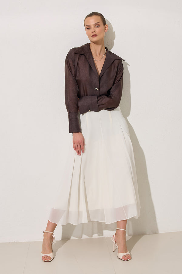 Setre Relaxed Cut Midi Length Skirt Ecru