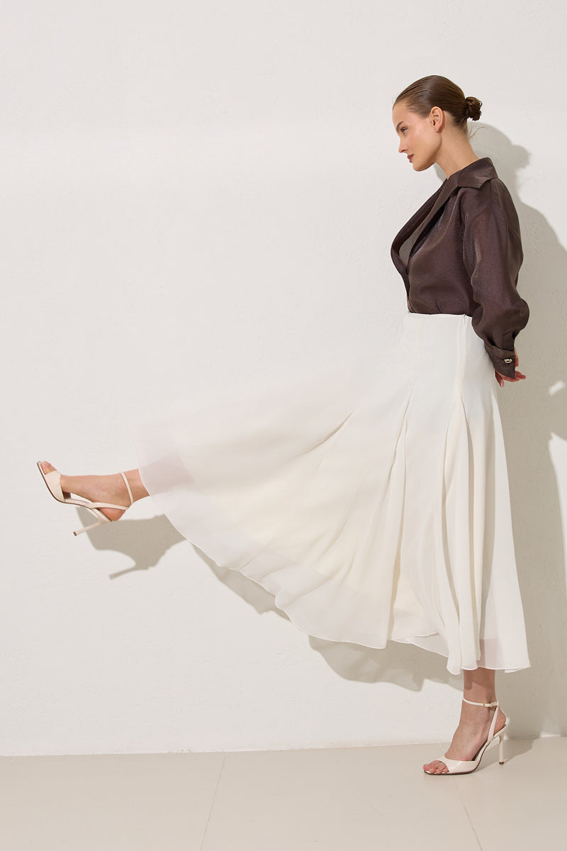 Setre Relaxed Cut Midi Length Skirt Ecru