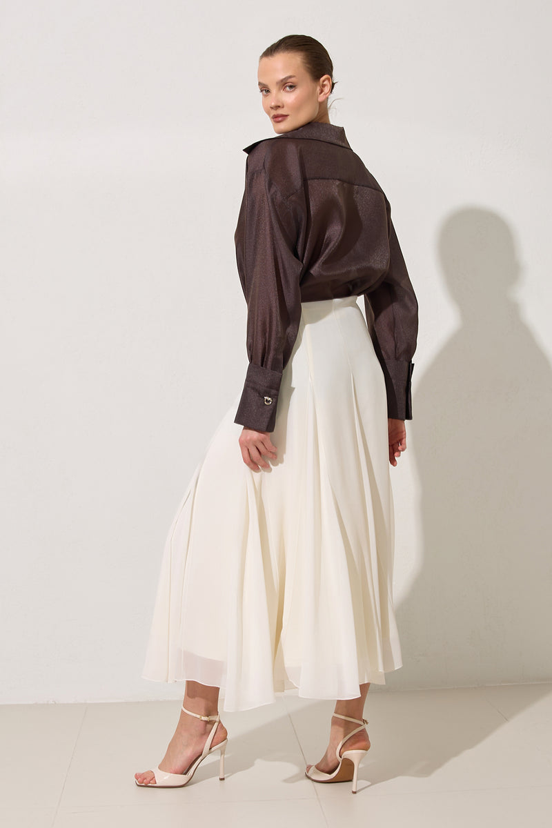 Setre Relaxed Cut Midi Length Skirt Ecru