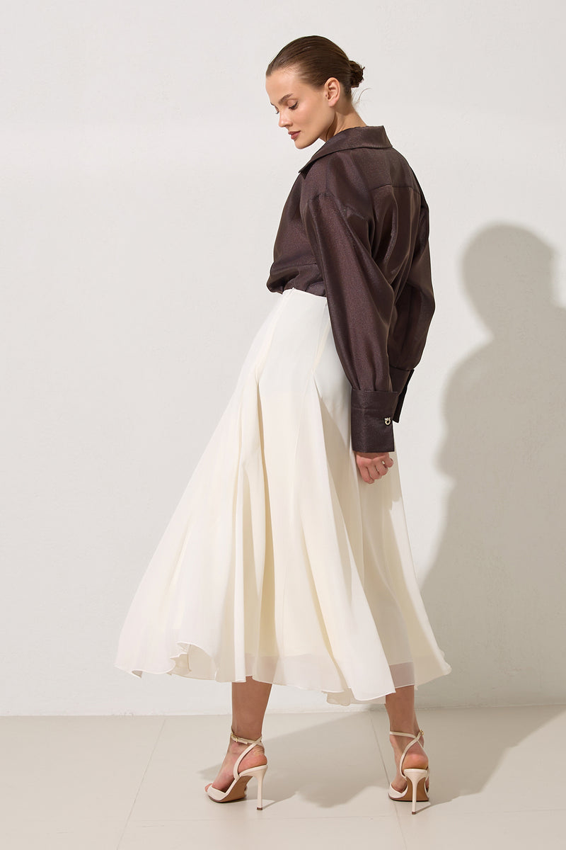 Setre Relaxed Cut Midi Length Skirt Ecru