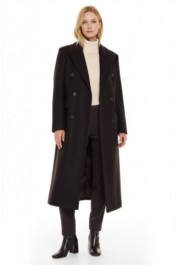 Setre Asymmetrical Button And Pocket Detailed Coat Coffee Brown